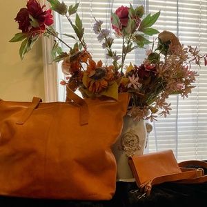 ABLE XL COGNAC COLORED Shoulder Bag w/Matching Wallet